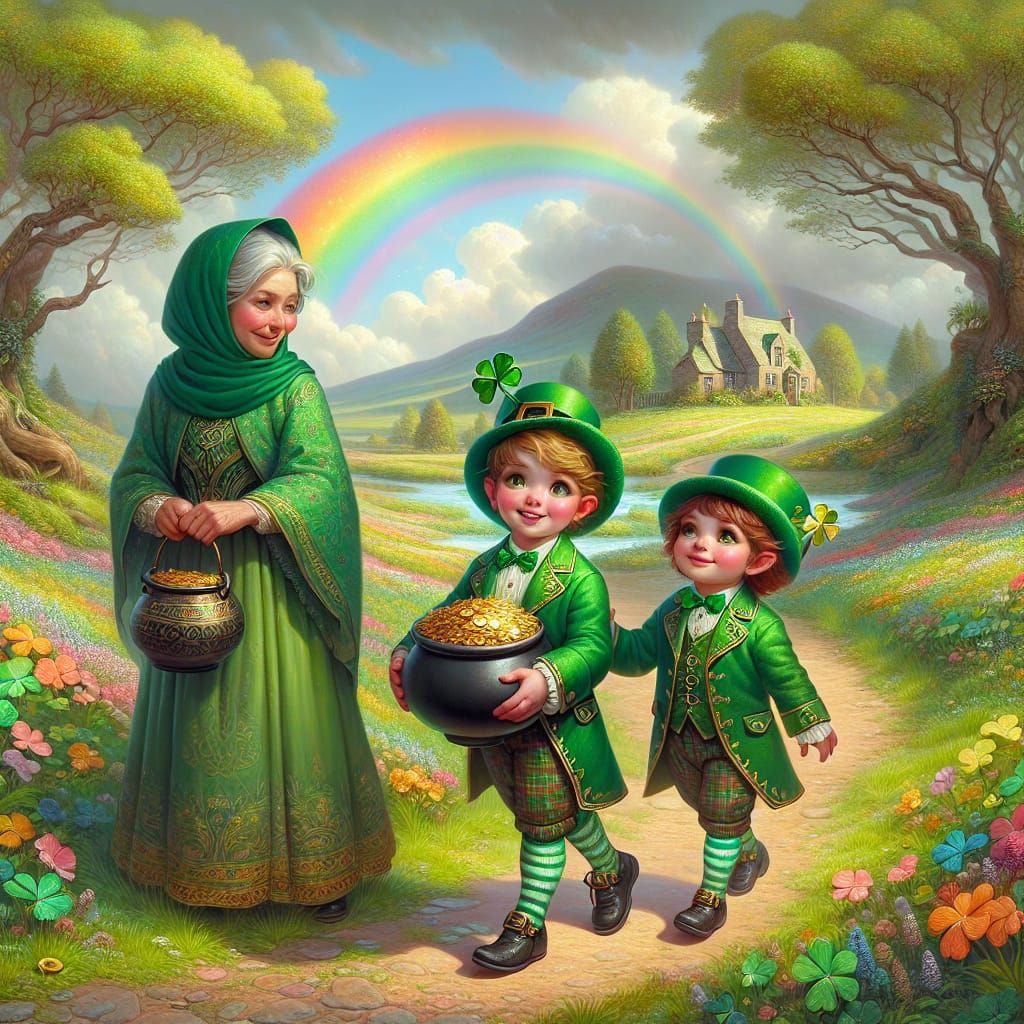 Leprechaun Family Celebrates St. Patrick's Day