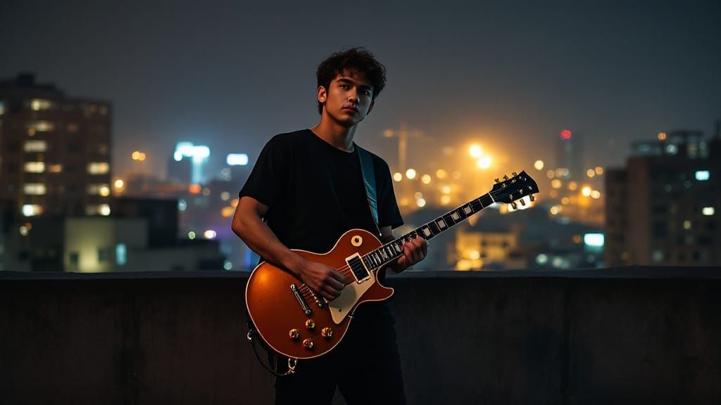 West Java Musician at Night, Cinematic Style