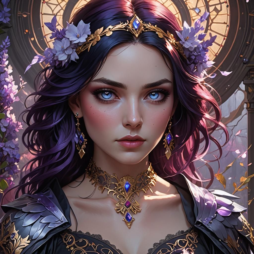 Gothic Beauty with Diamonds: Digital Portrait