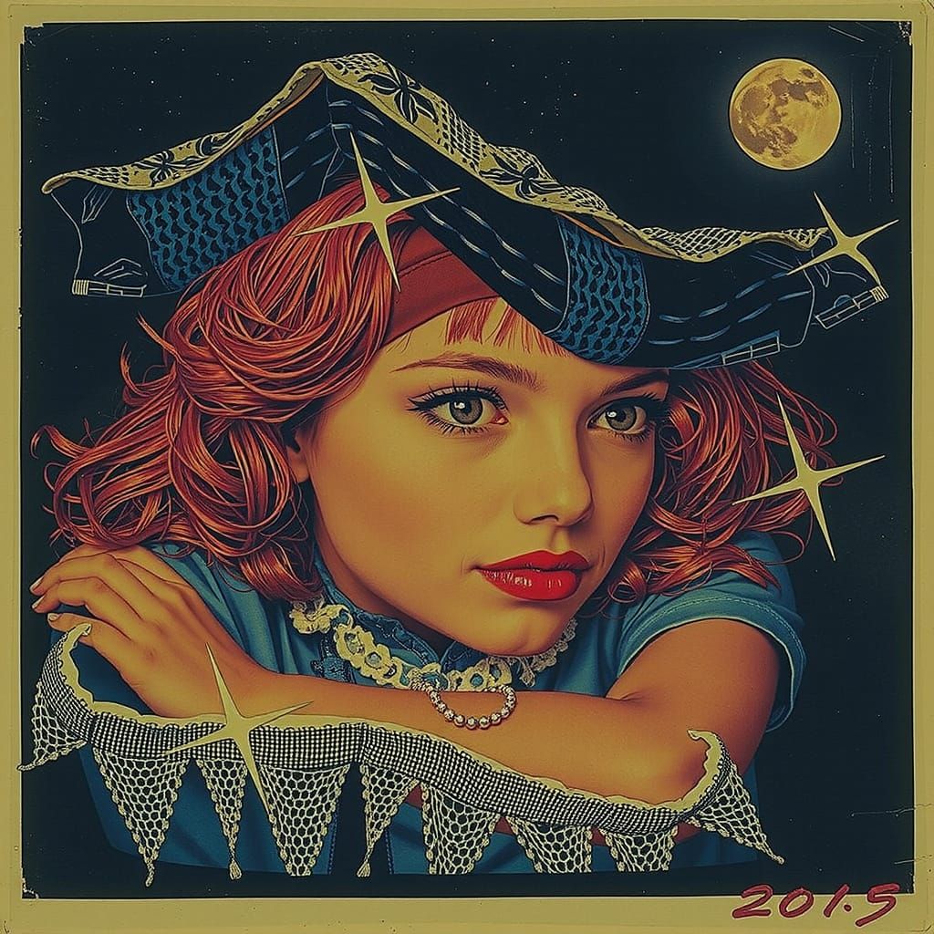 Vintage Postcard Collage of Shadow Play and Textile Patterns