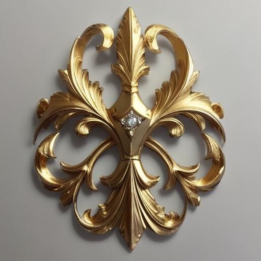Ornate Gold Fleur-de-Lis with Girl on Bible