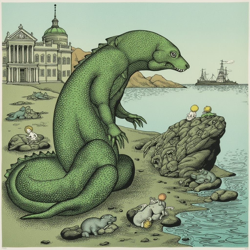 Reptilian Sea Monster Lurking in Port City Bay