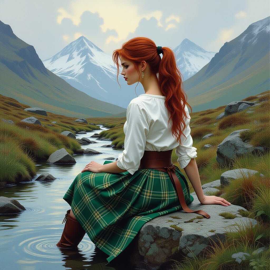 Highland Elf Maiden in Fantasy Realism Style