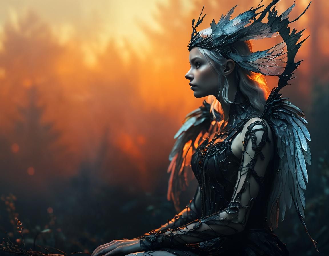 Ethereal Dark Fantasy Fairy Portrait in Digital Art
