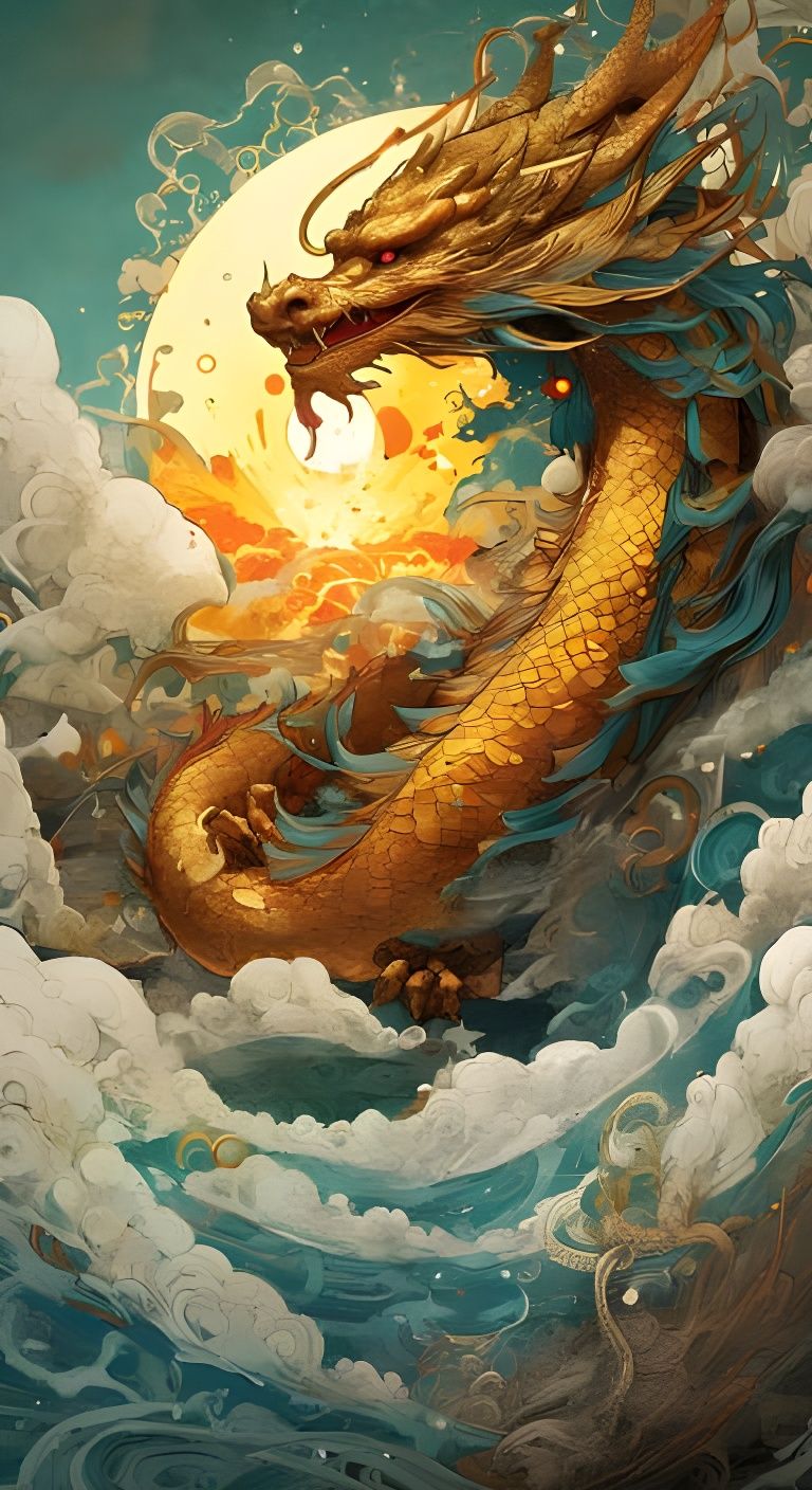 Radiant Sun Dragon Digital Artwork