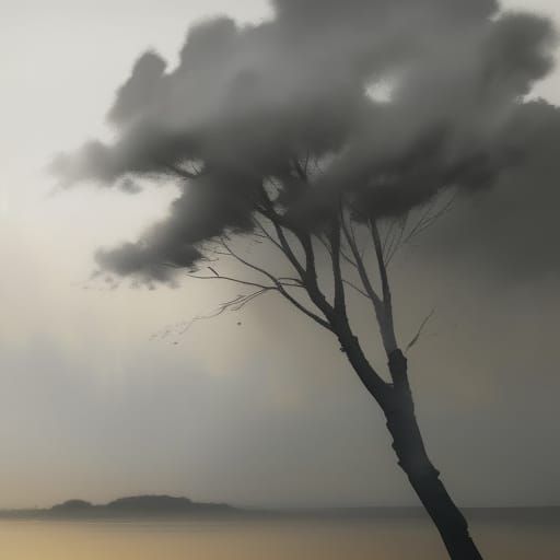 Ink Wash Painting of Gentle Wind and Heavenly Skies