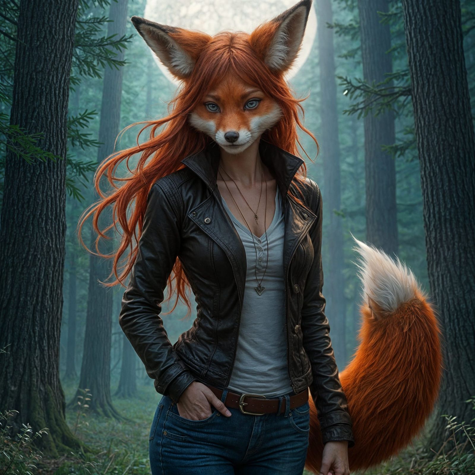 Hyper Realistic Fox Woman Emerges from Transformation