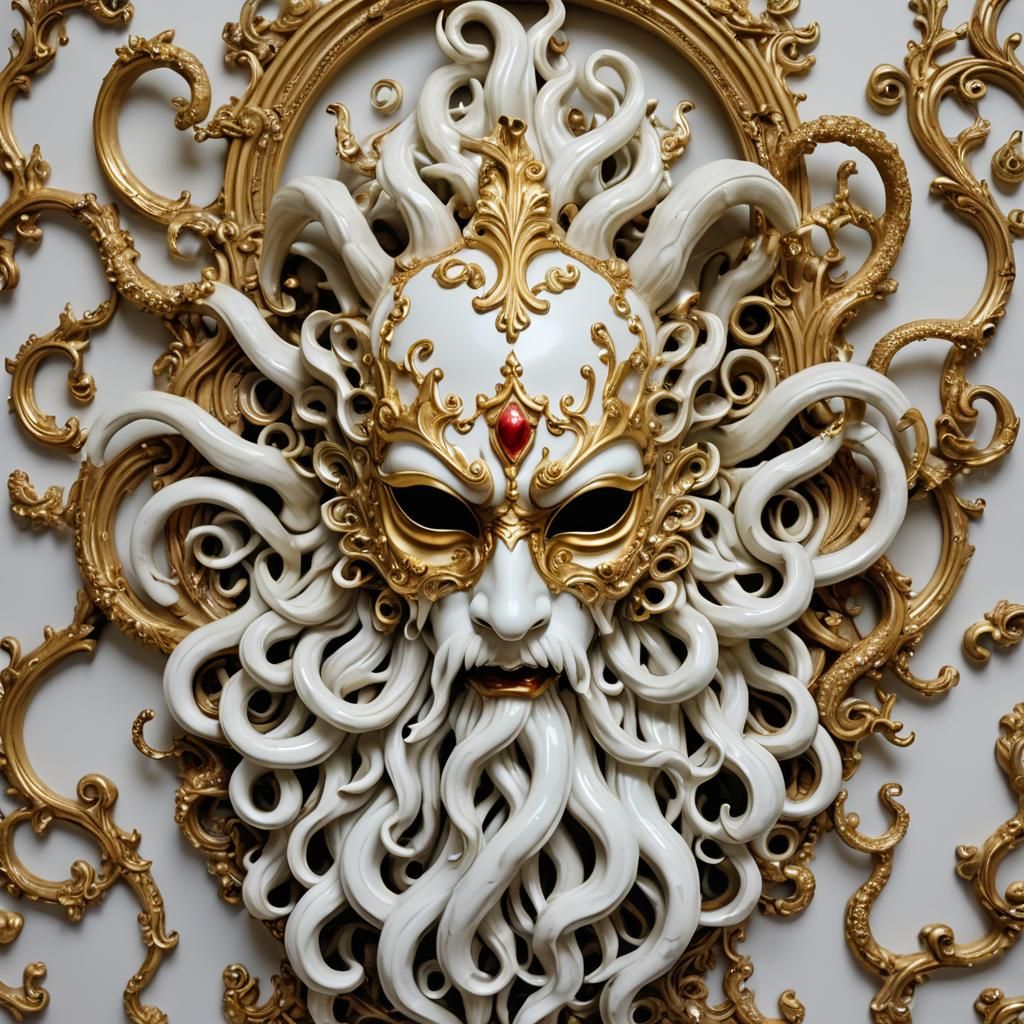 Baroque Angelic Tentacle Monster with Porcelain Mask