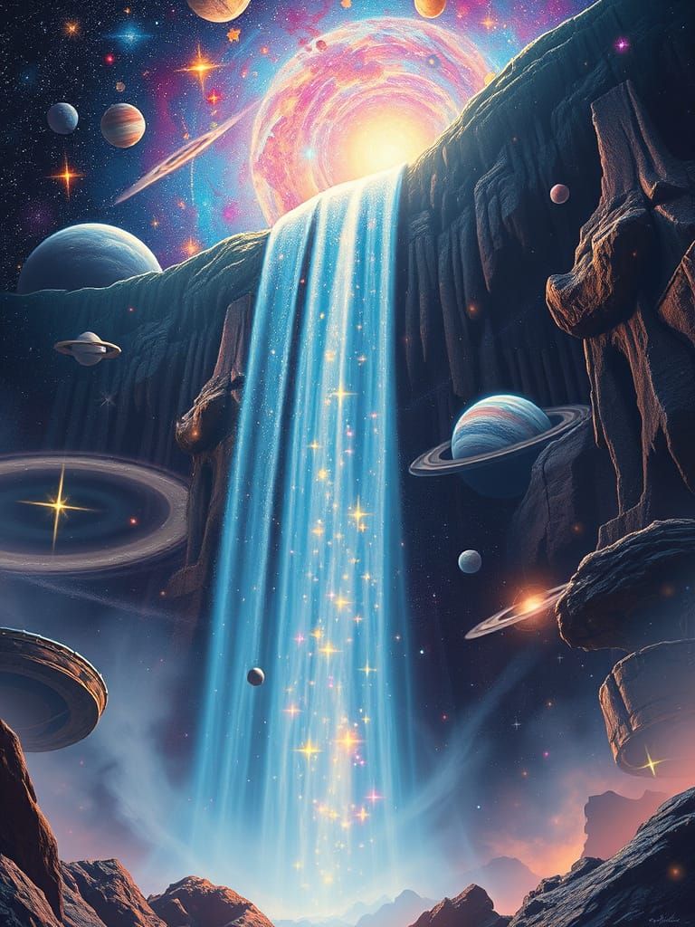 Celestial Waterfall Creates Universe in Dreamlike Astro-Land...