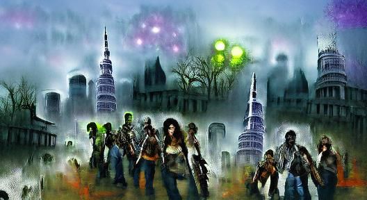 Mysterious Zombie City Under Dome in Dark Fantasy Style