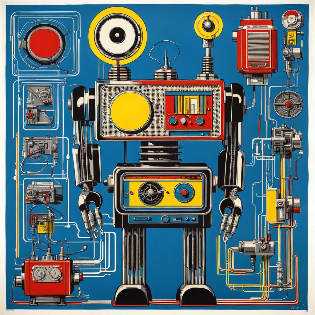 Retro Pop Art Cyborg Advertising Graphic