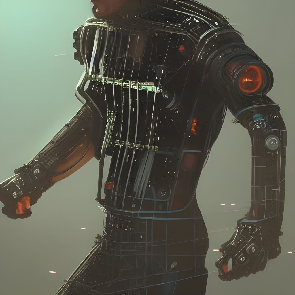 Cyberpunk Wrestlers in Cage Match with Mechanical Parts