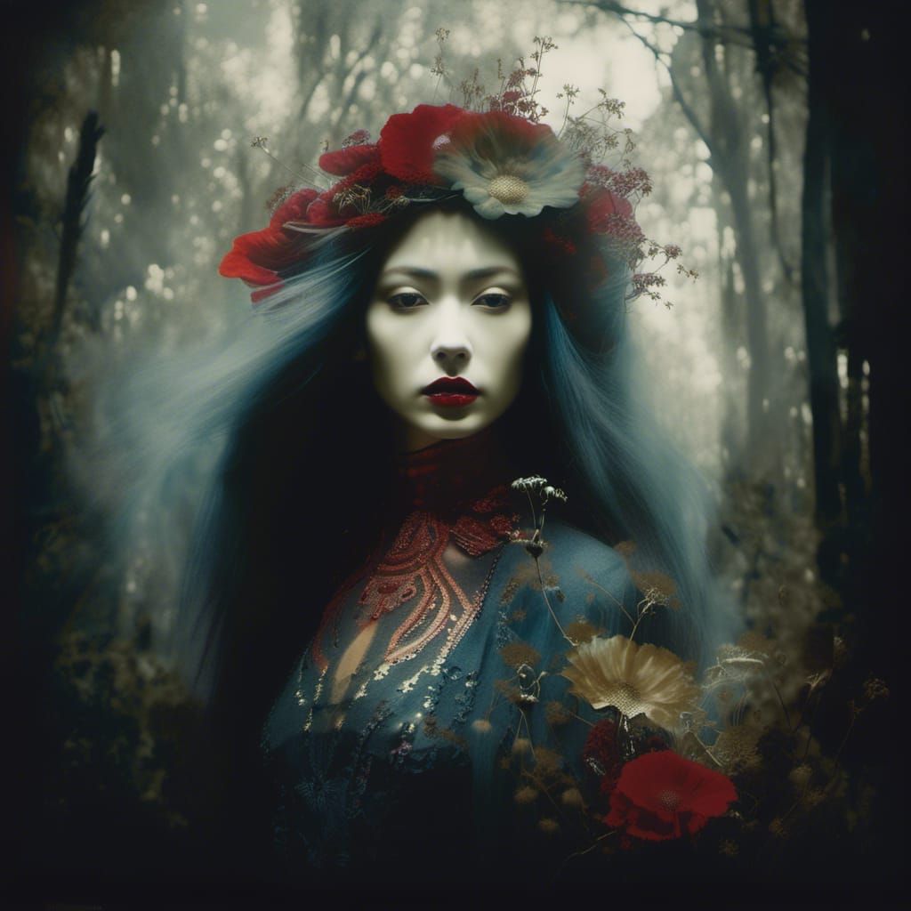 Surreal Ghostly Portrait in Dystopian Forest