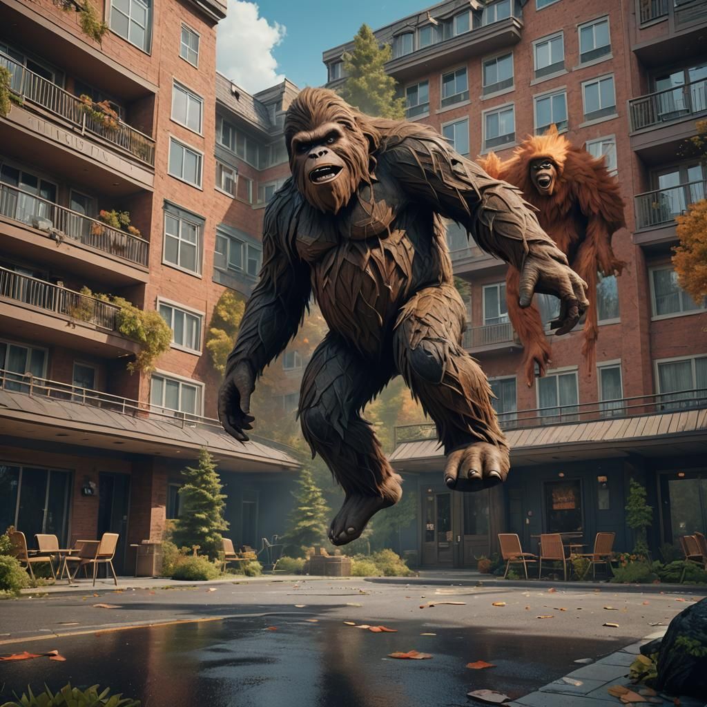 Sasquatch Cartwheels: Detailed Matte Painting