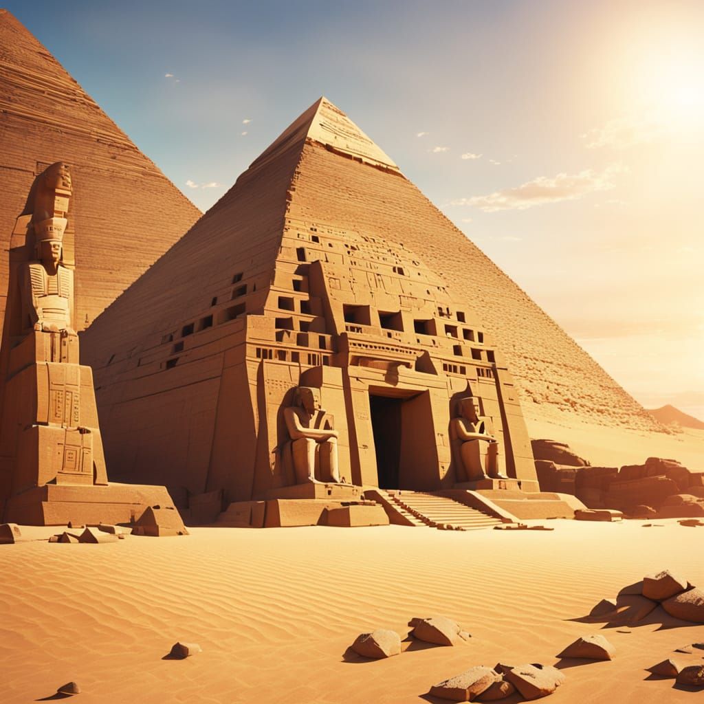 Majestic Pyramid and Sphinx in Golden Light