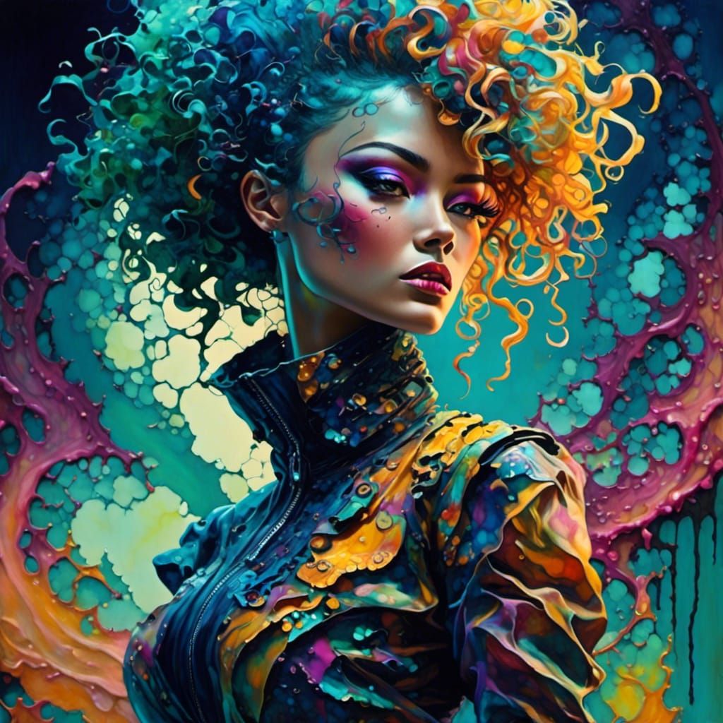 <lora:Inkwell:1.0> Cyberpunk, futuristic , powersuit, Curls and swirls, neon glowing twirls and plasma corkscrew curls; ...