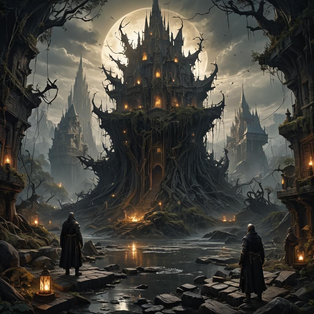 Dark Fantasy Enduring Through Darkness: 8K Concept Art