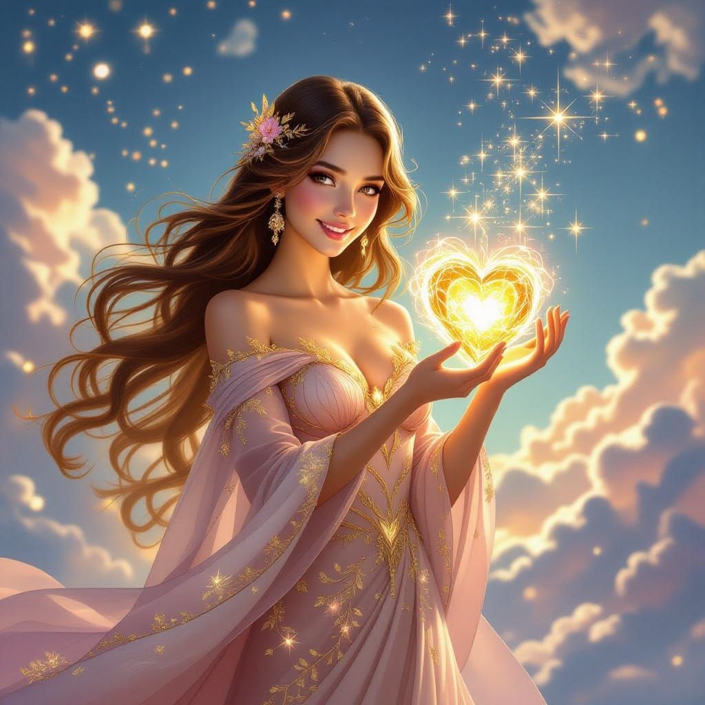 Ethereal Fantasy Goddess Radiates Strength and Hope