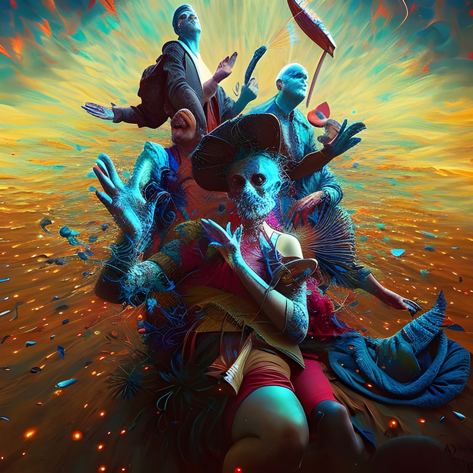 Hyperreal People Portrait with Celestial Particle Effects