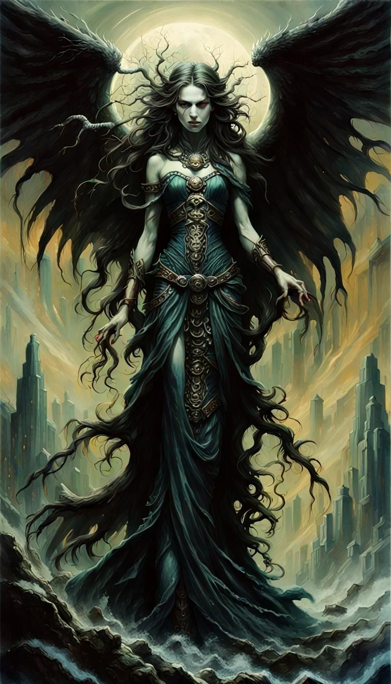 Nightmarish Angel in Fluid Acrylics Style