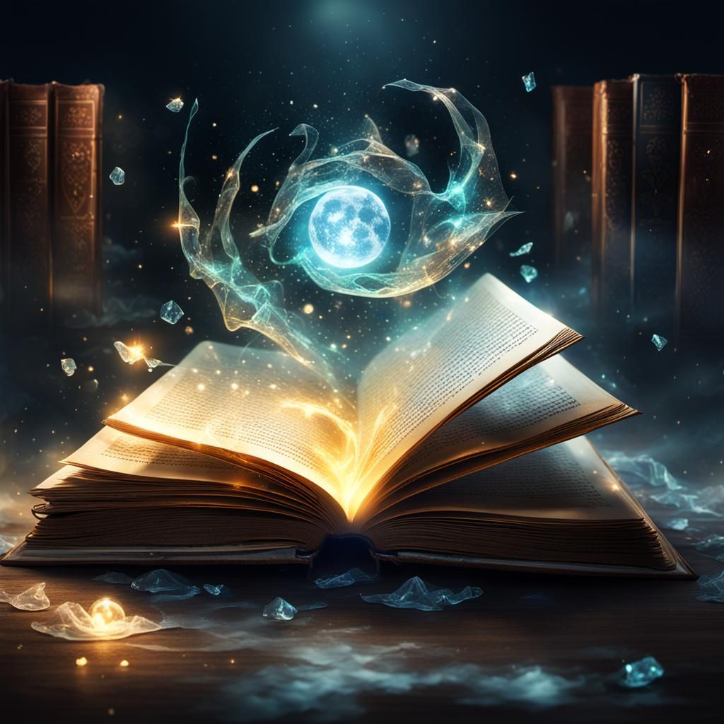 Glowing Magical Book in Hyperrealistic Digital Art
