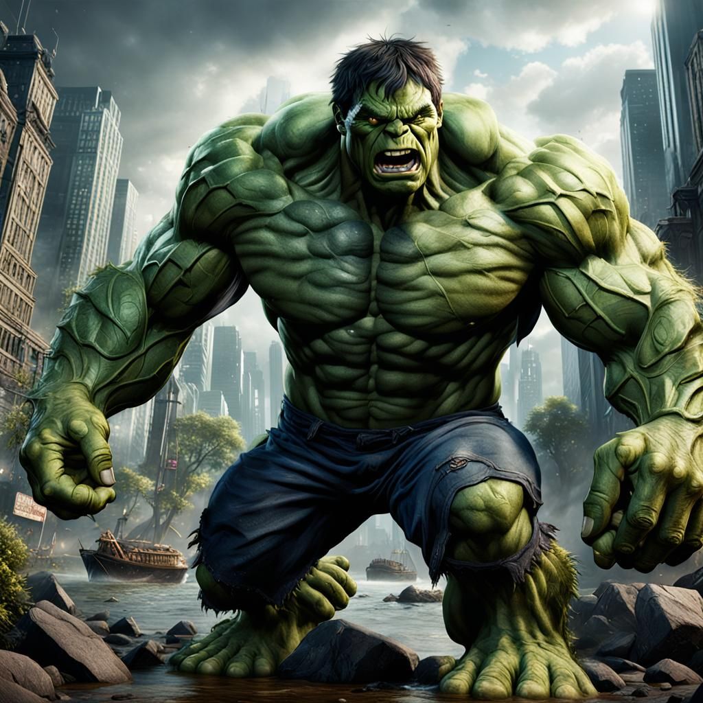 Detailed Matte Painting of The Incredible Hulk