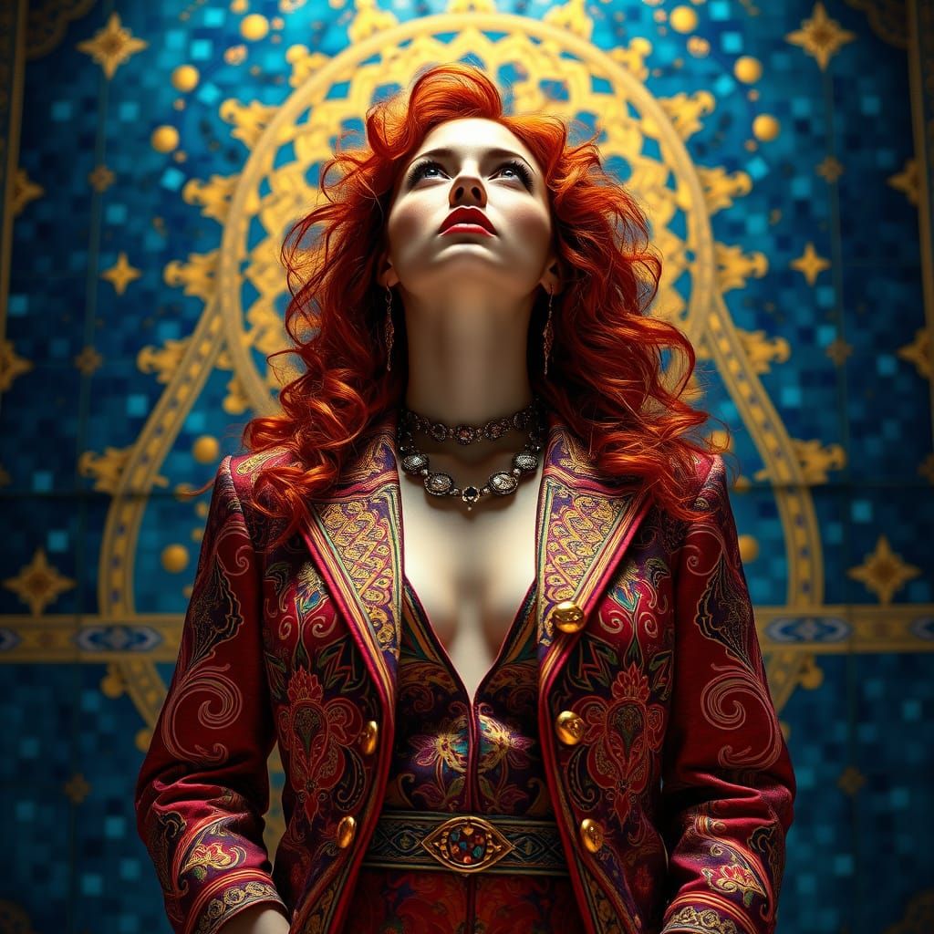 Stunning Boho Woman in Vibrant Cosmic Attire