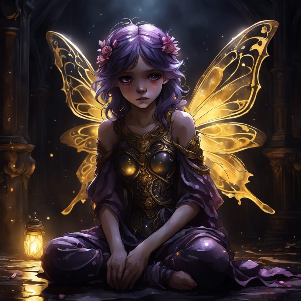 Ethereal Fairy Lost in Sorrowful Dark Fantasy