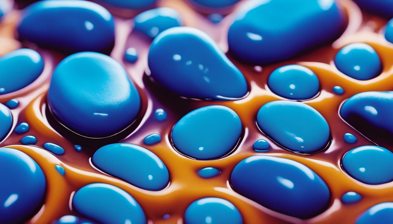 Surreal Blue Beans Melting Into Abstract Luminescent Pattern...