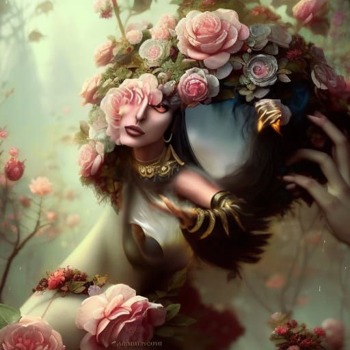 Goddess of Roses in Neoclassical Style