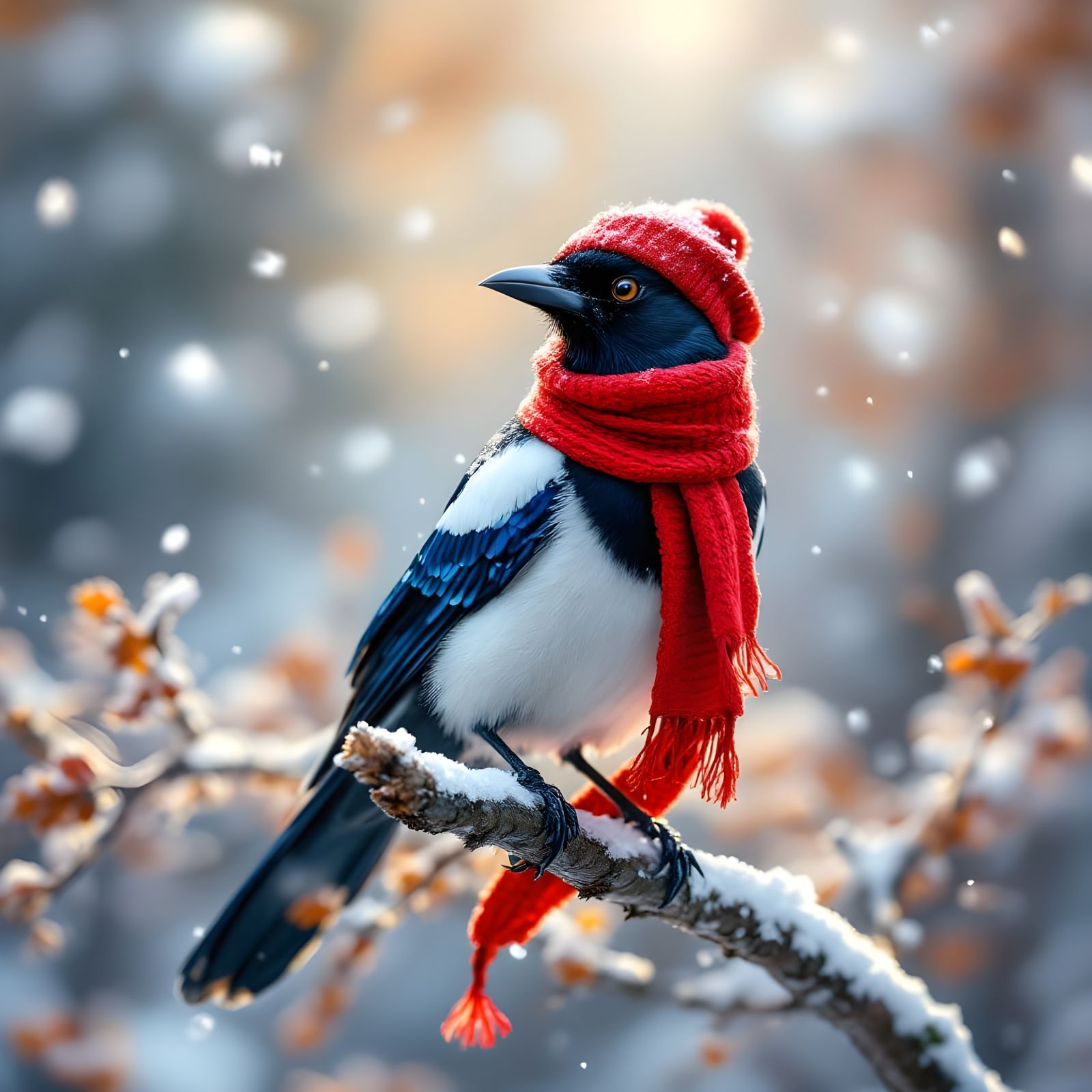 A Majestic Magpie in Winter Wonderland