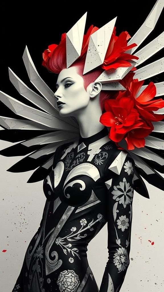 Geometric Androgynous Figure in Dadaist Photogram