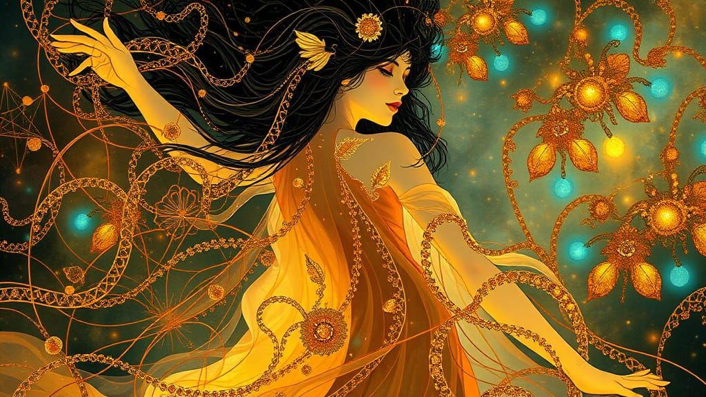 Ethereal Goddess Emerges in Radiant, Liquid Opal Attire