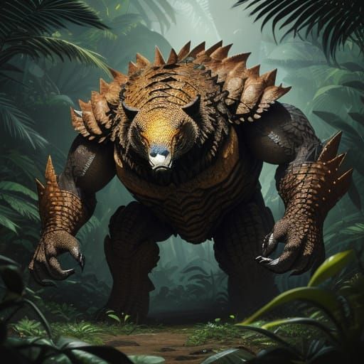 Hyper-Realistic Jungle Titanodna in Vibrant Armor