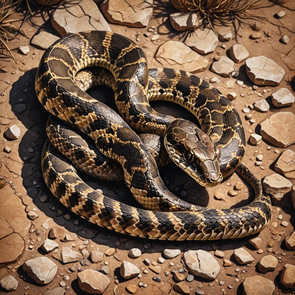 Checkered Rattlesnake Portrait in Desert Landscape