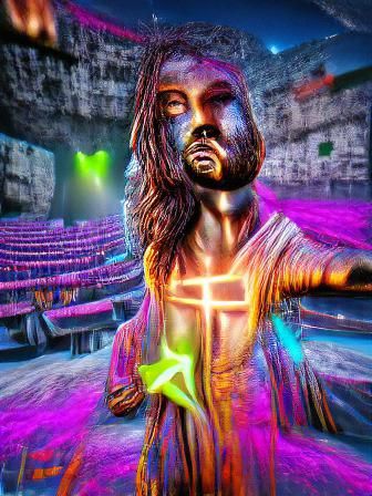 Jesus Christ Superstar: Neon Holographic Impasto Rendering