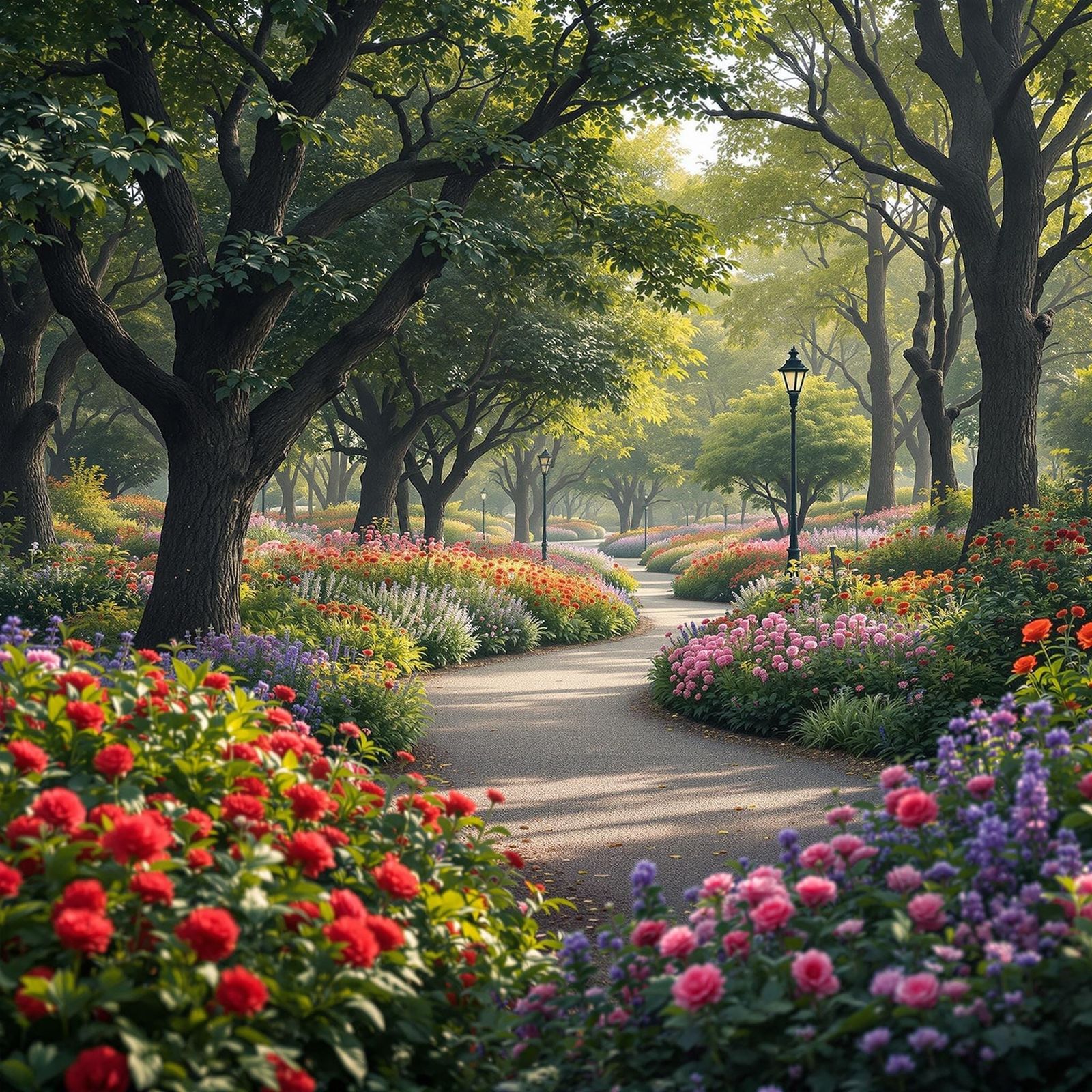 Vibrant Nature Park in Hyperrealistic Detail