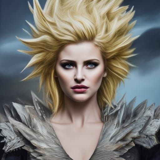 Hyperrealistic Super Saiyan Female in Combat