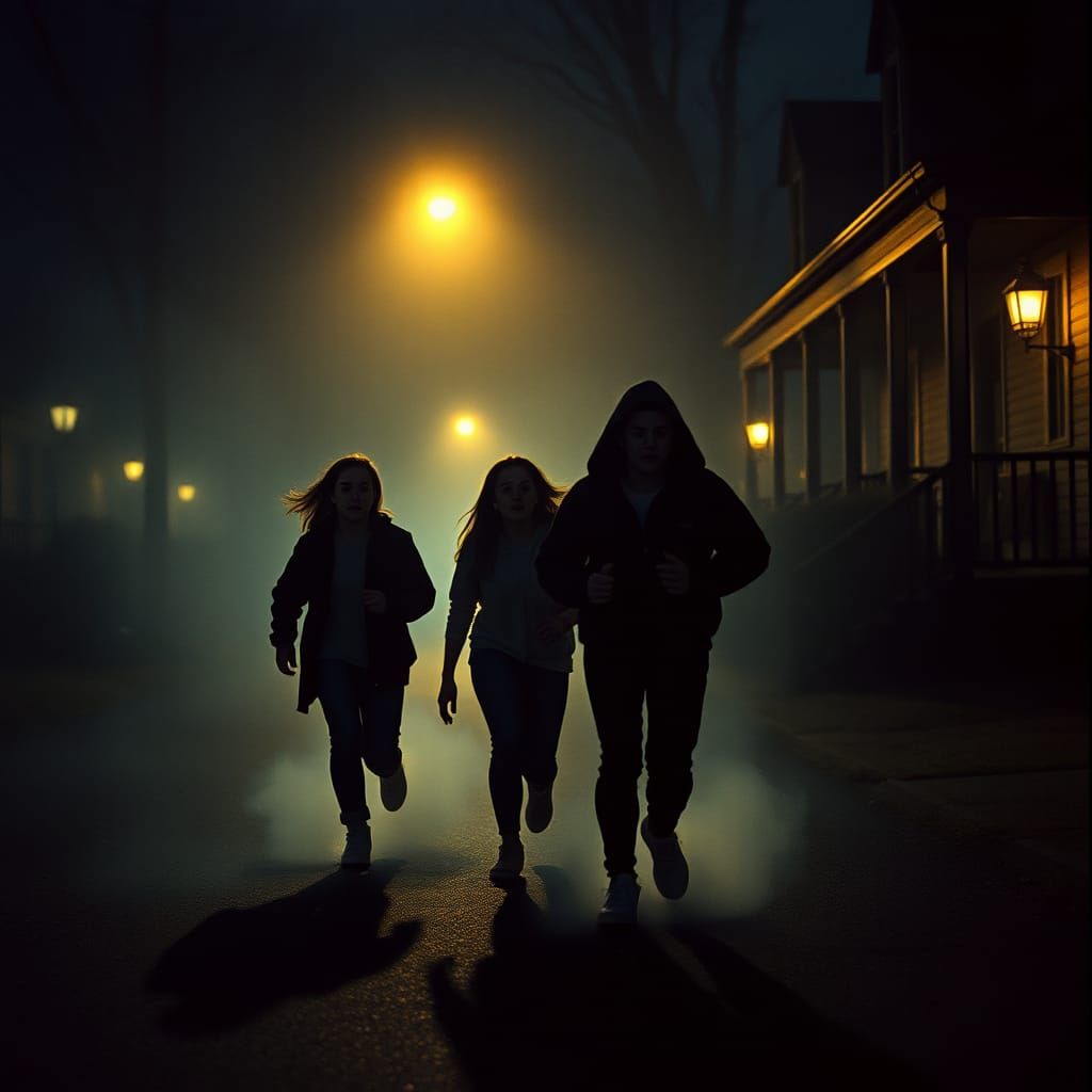Terrified Teens Flee Michael Myers in Haddonfield Fog