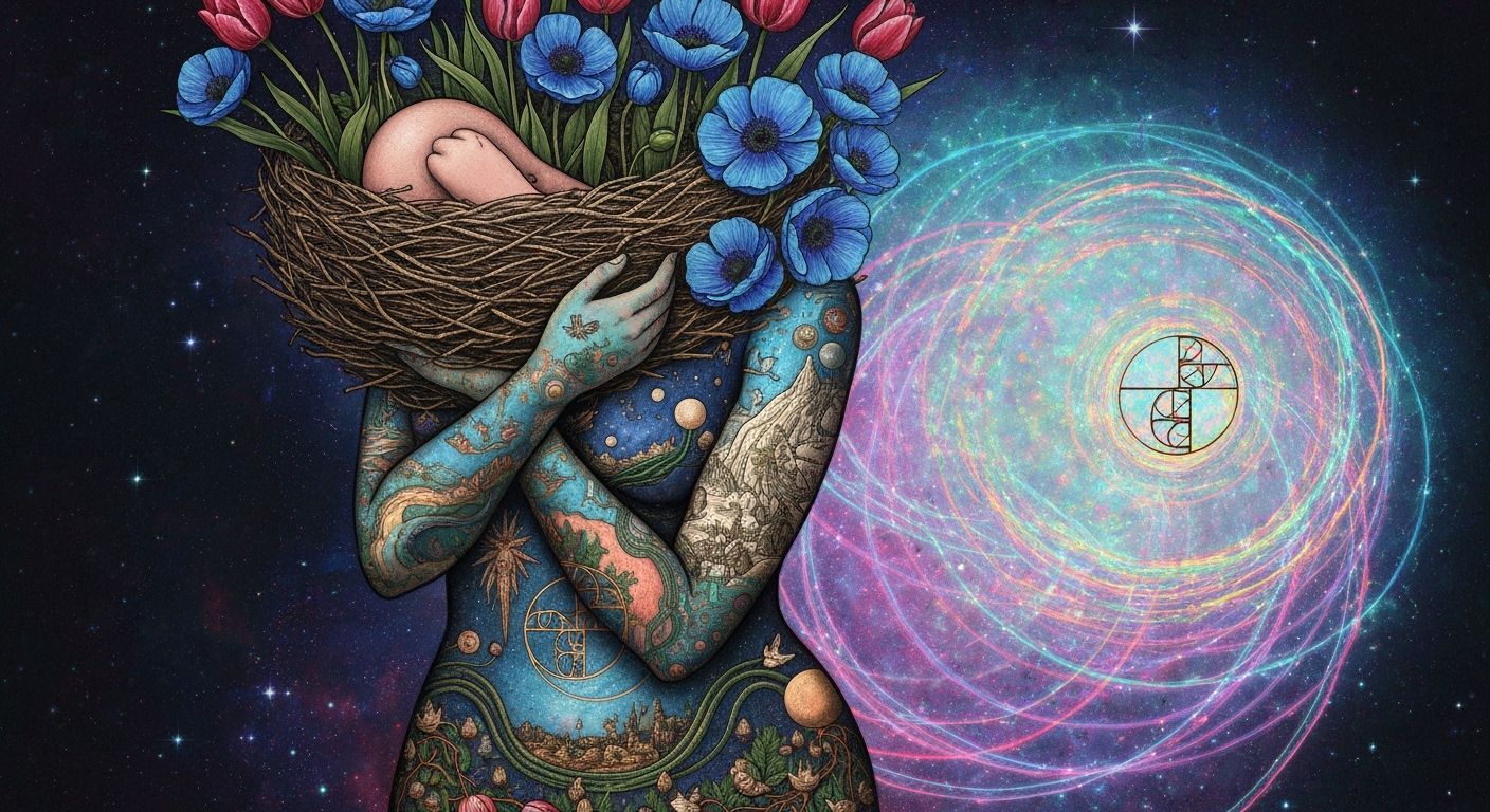 Dreamlike Mindscape: Cosmic Woman in Ernst Haeckel Style