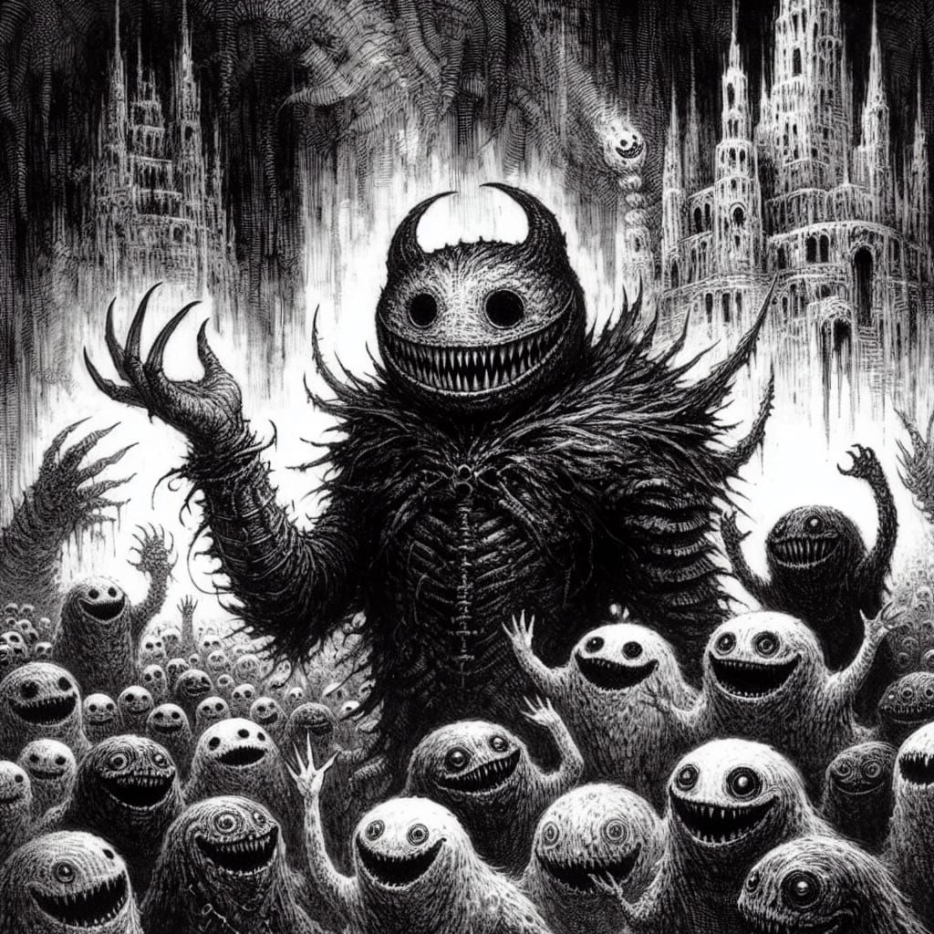 Welcoming Demonic Invitation in Dark Fantasy Etching