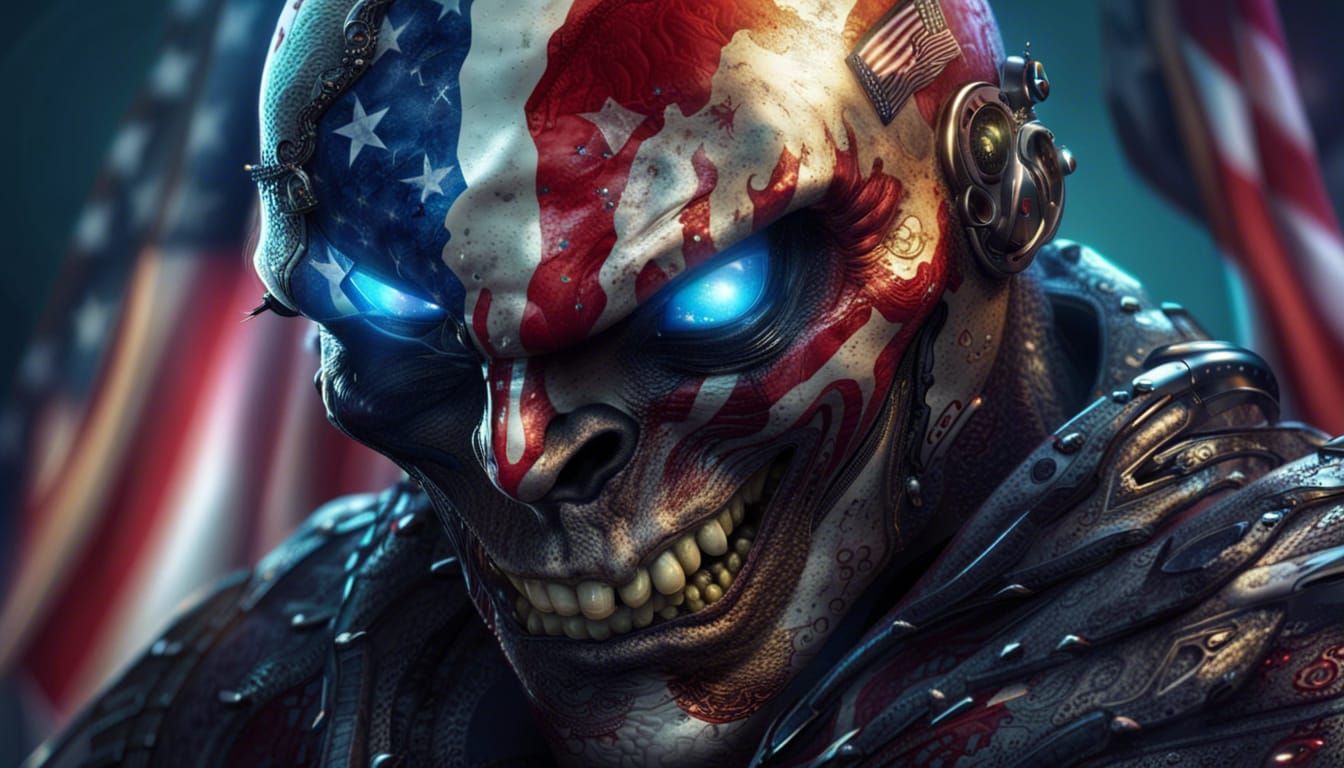 Futuristic American Supervillain Monster Concept Art