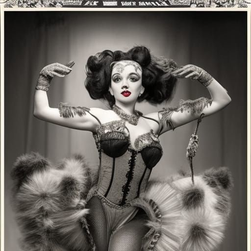 Detailed Burlesque Dancers in Silver Film Style