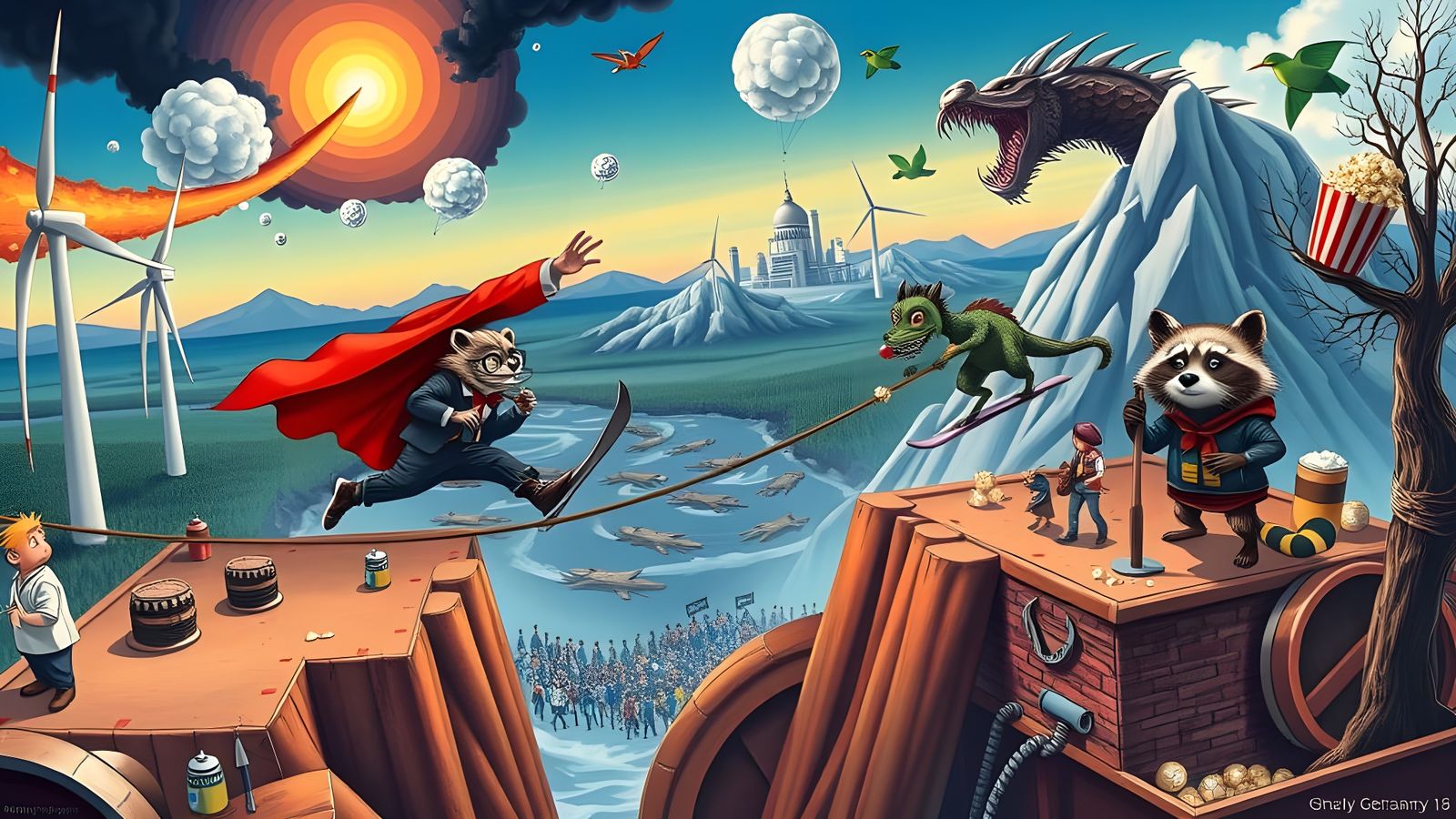 Surreal German Politics in Superhero Style