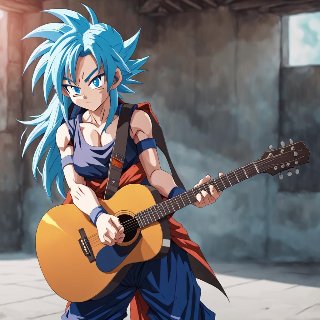 Female Super Saiyan Goku Plays Guitar