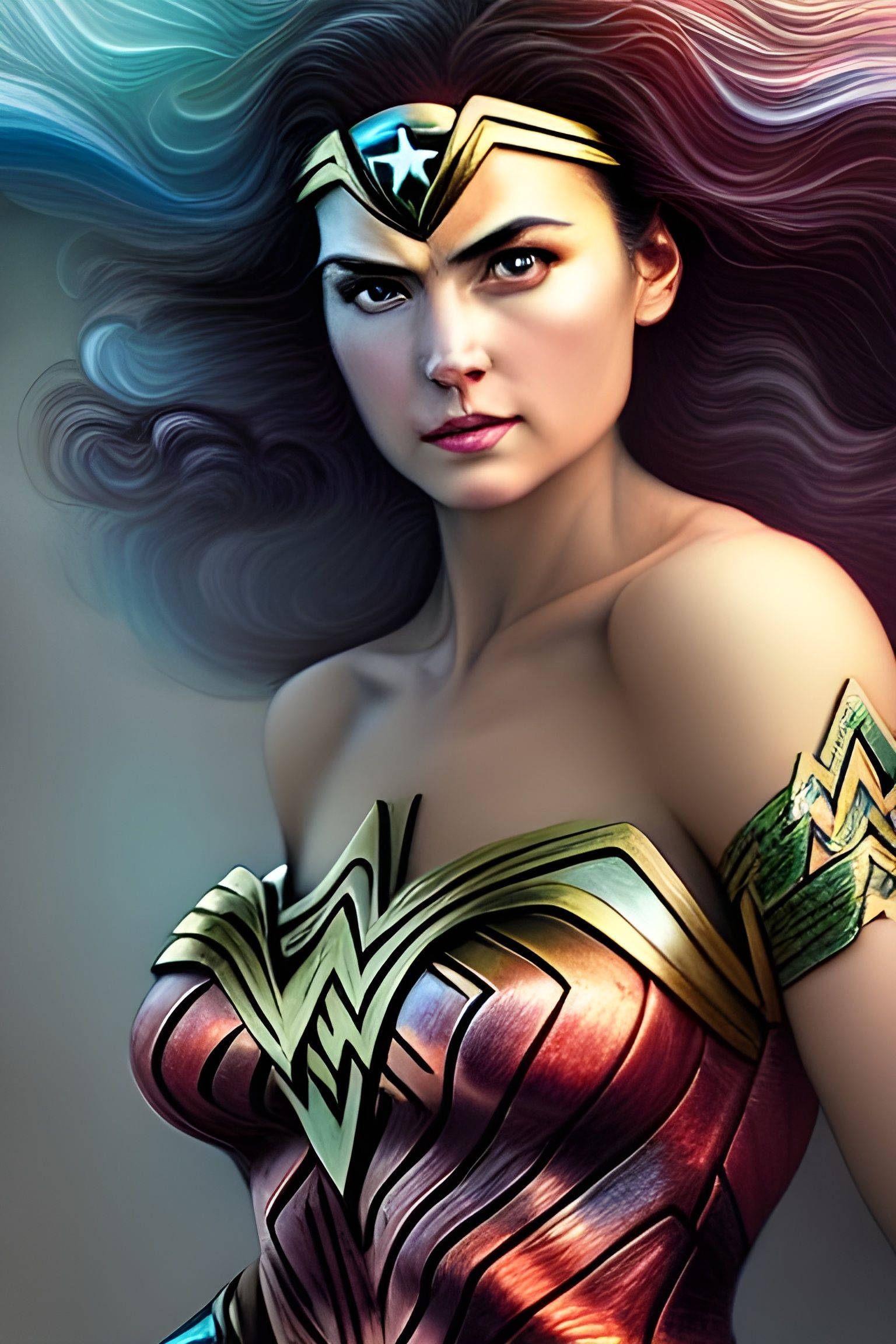 Wonder Woman Portrait in Hyperdetailed Matte Painting