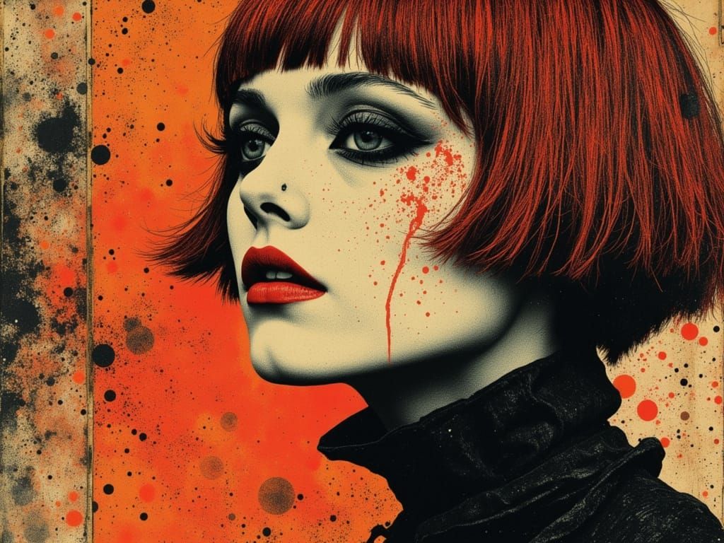 Gothic Pop Art Woman with Copper Hair