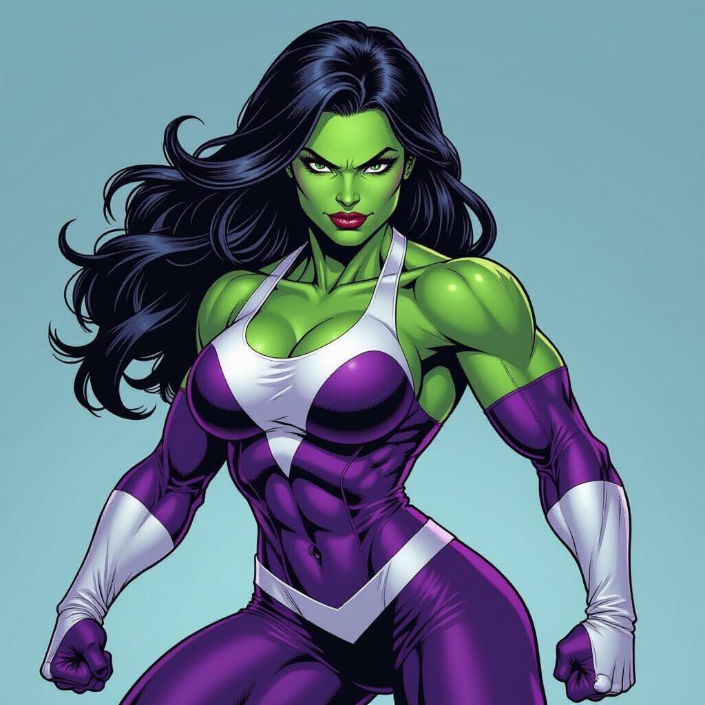 Dynamic She-Hulk Image in Comic Book Style
