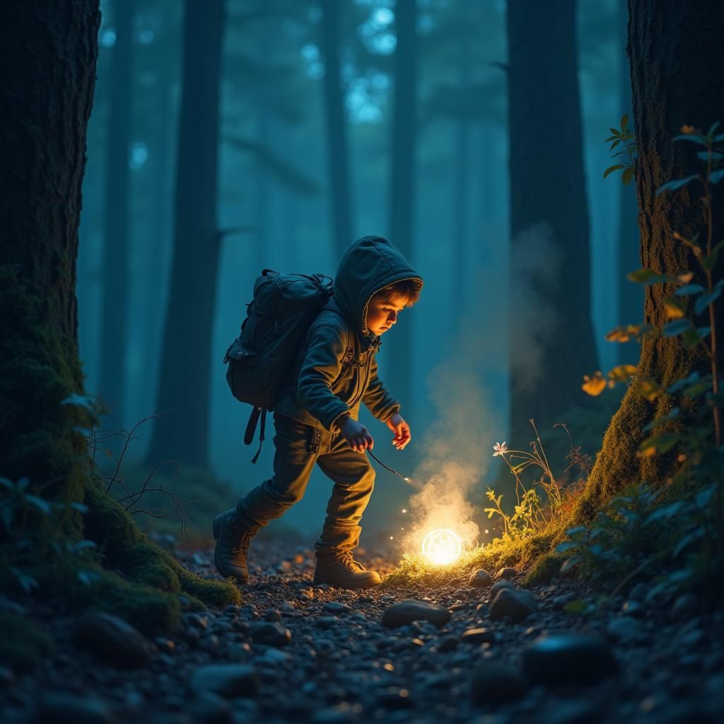 Explorer Luna Finds Ancient Relic in Ethereal Forest