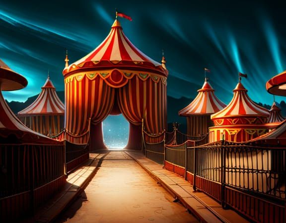 Detailed Circus Tent Matte Painting in 8K